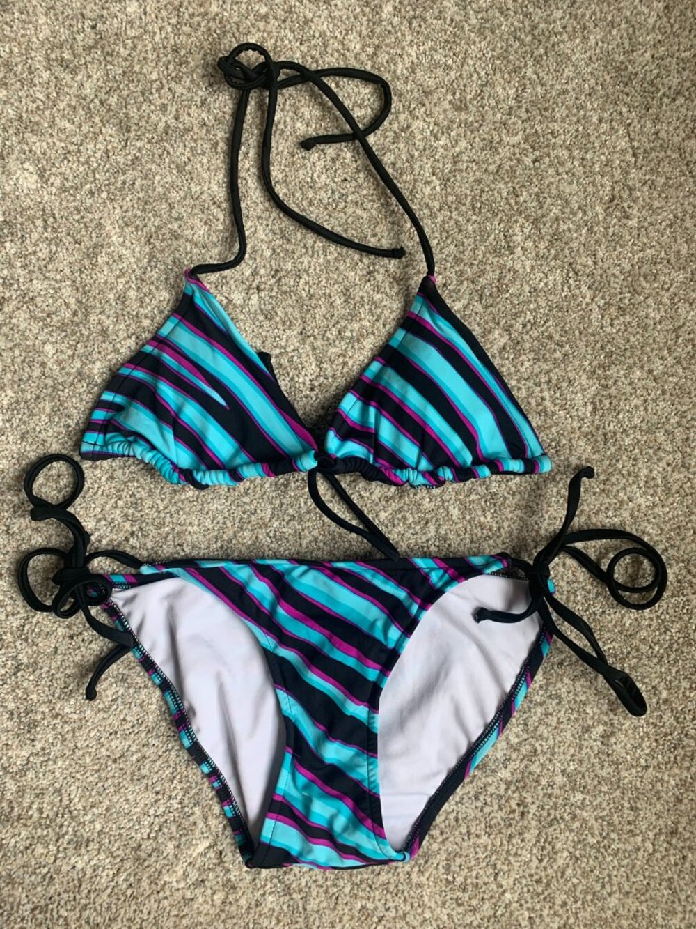 Venus Women's 2-Piece Bikini, Blue/Purple Zebra Print, size 2/S NWOT
